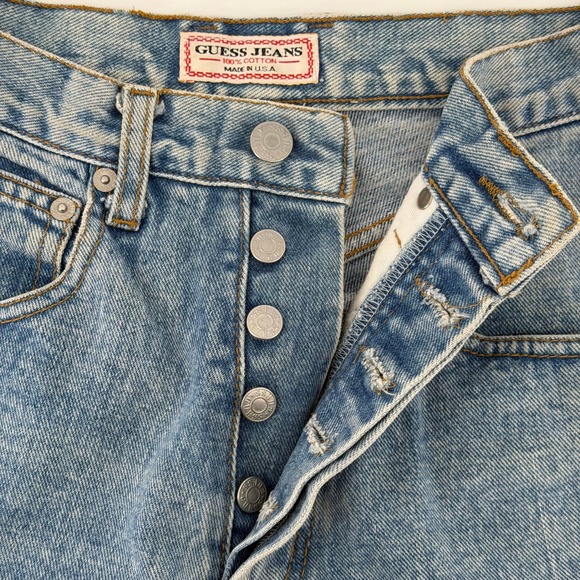 VTG Guess Jeans Women's 26 Light Wash Straight Leg Denim USA Made Button Fly - Picture 9 of 16